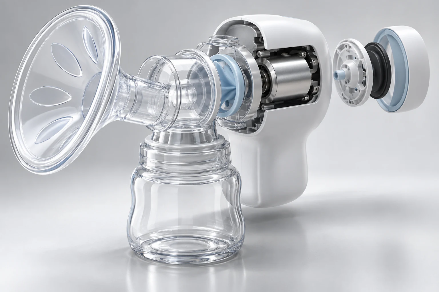 Illustrative breast-pump CAD assembly study