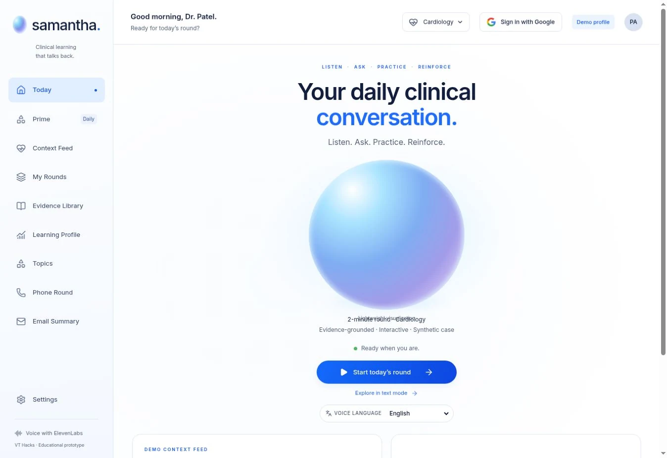 Samantha clinical-learning website