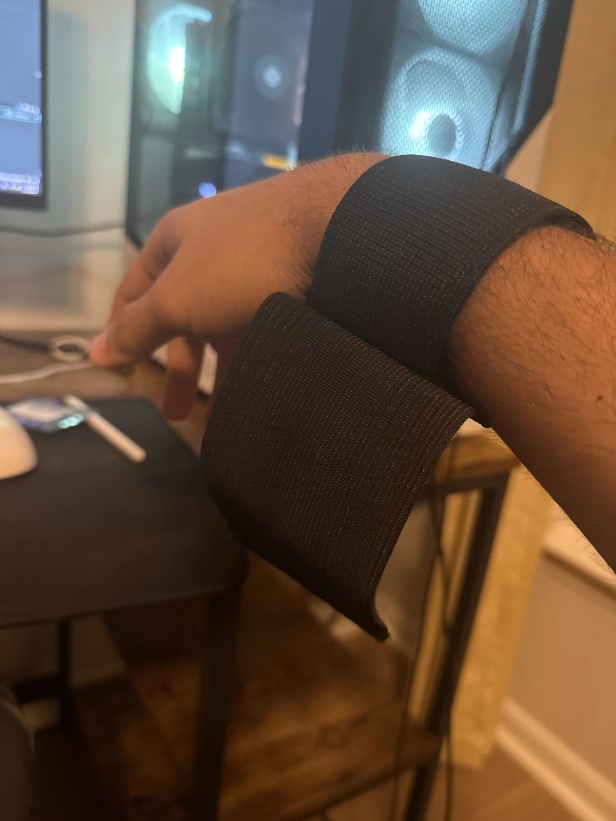 Actual wearable tremor prototype worn on a wrist